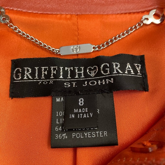 Griffith Gray by St. John Rust/Salmon Leather Jacket - Picture 5 of 11